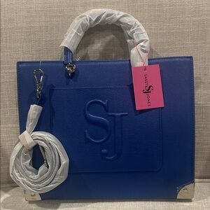 Sassy Genuine Leather Jones Pamela’s Royal Blue Tote Handbag